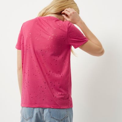 Pink distressed T-shirt